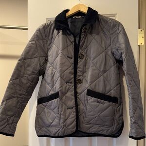 Barbour Quilted Houndstooth Jacket in Black and White